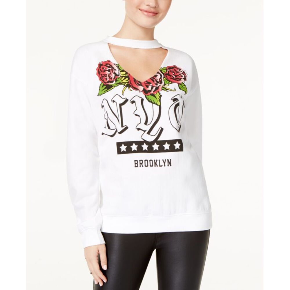 Freeze 24 7 Juniors Cotton Nyc Graphic Choker Sweatshirt